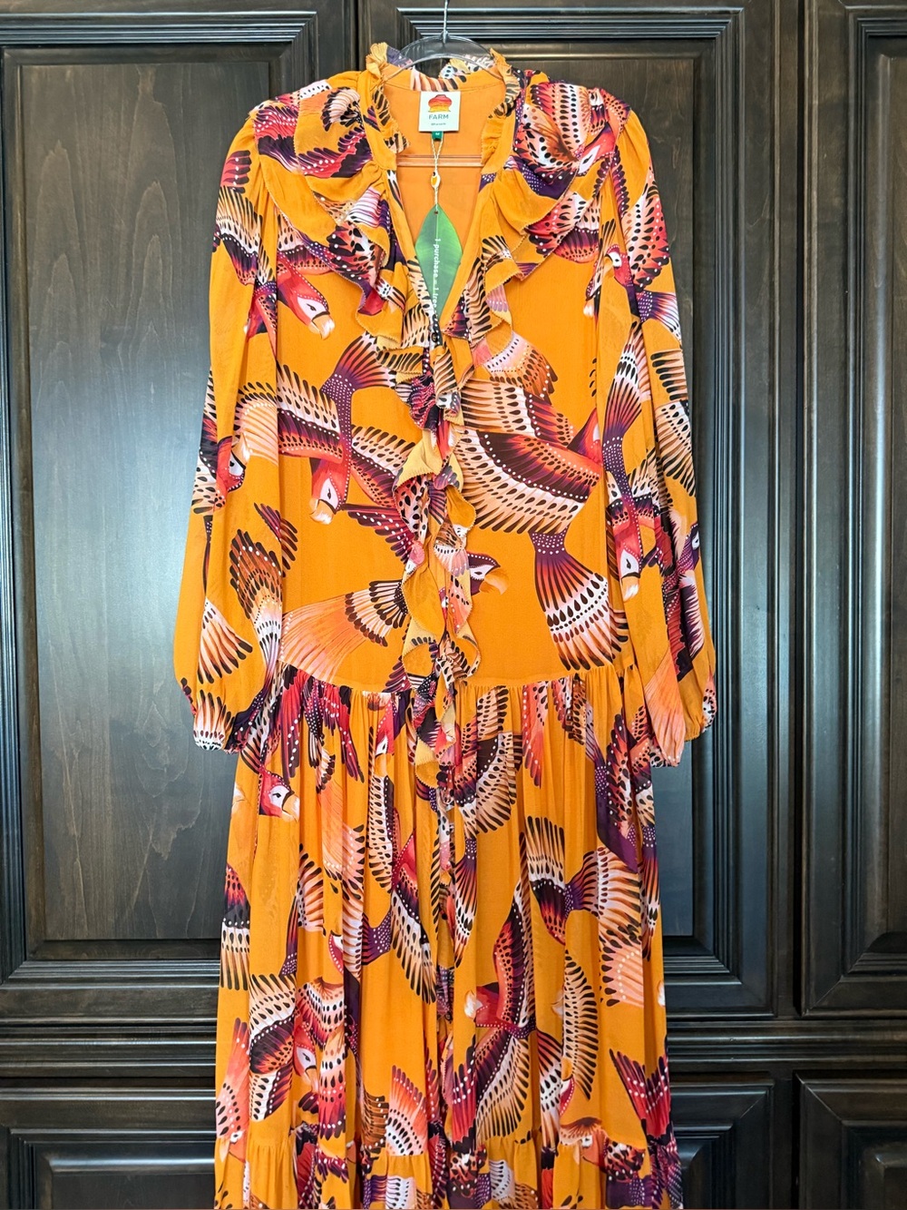 FARM Rio Orange Bird-Print Maxi Dress - Picture 4 of 16